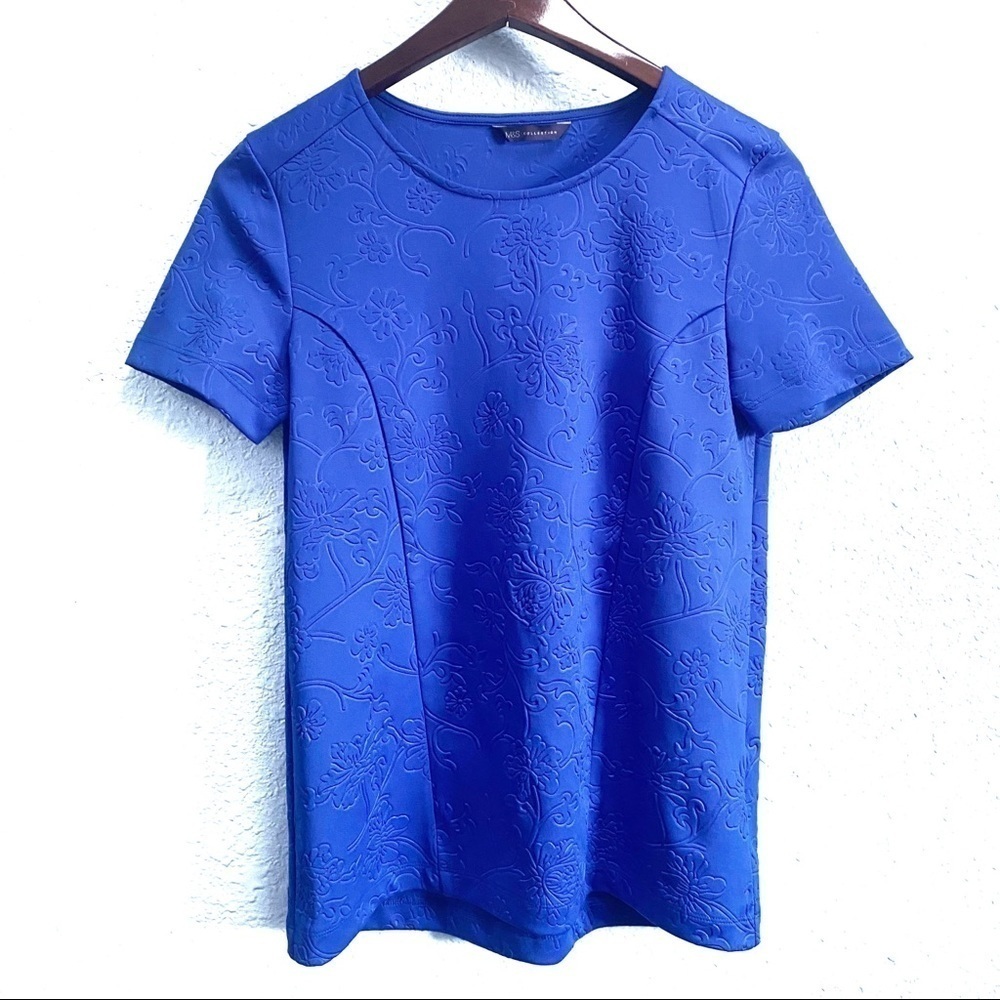 M&S Collection Blue Stencil Print Shirt Women’s Size XS
